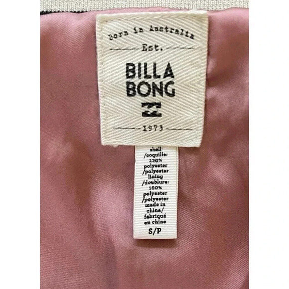 Billabong Bomber Jacket Women's Size S/P Pink Silky Floral Rose Ash Embroidered - Picture 6 of 10